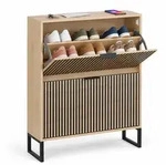 Relaxdays Schuhkipper, Hellbraun, Holzwerkstoff, Metall, 80x96x24 cm, Garderobe,