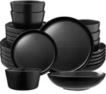 tectake Tafelservice, Schwarz, Keramik, 26x2.3x26 cm, Essen & Trinken, Geschirr,