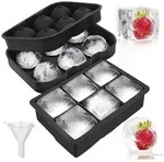 Eisw&uuml;rfelformen, Schwarz, Kunststoff, 18.5x5x23.5 cm, Essen & Trinken,