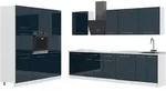 Vicco K&uuml;chenzeile, Dunkelblau, Wei&szlig;, Holzwerkstoff, Rechteckig, 460x206.8x60...