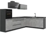 Vicco Eckk&uuml;che, Grau, Anthrazit, Holzwerkstoff, Formgebogen, 287x206.8x60 cm,