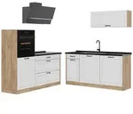 Vicco K&uuml;chenzeile, Wei&szlig;, Honigeiche, Holzwerkstoff, Rechteckig, 160x143x60 cm,