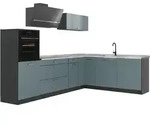 Vicco Eckk&uuml;che, Blaugrau, Anthrazit, Holzwerkstoff, Formgebogen, 287x206.8x60...
