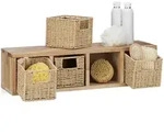 Relaxdays Wandregal, Hellbraun, Holz, 61.5x16x18 cm, Wohnzimmer, Regale, Wandregale