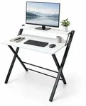 Relaxdays Schreibtisch, Schwarz, Holzwerkstoff, Metall, 70x82x56 cm, Arbeitszimmer,