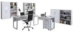 Mid.you B&uuml;ro, Grau, Wei&szlig; Hochglanz, Metall, Holzwerkstoff, 14,6 F&auml;cher, 3