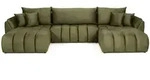 WFL Group Ecksofa, Olivgr&uuml;n, Textil, 4-Sitzer, L-Form, 382x184 cm, Wohnzimmer, Sofas