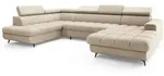 Masseno Wohnlandschaft, Creme, Holz, 6-Sitzer, U-Form, 345x88x190 cm,...