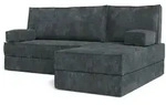 Masseno Ecksofa, Dunkelgrau, Textil, 3-Sitzer, L-Form, 200x120 cm, Wohnzimmer, Sofas