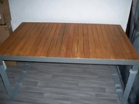 Gardenson GARTENTISCH Silber, Akazie 90x74x150-200 cm