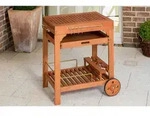 Gardenson Garten-Servierwagen, Natur, Holz, Eukalyptusholz, massiv, rechteckig,