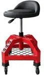 Relaxdays Werkstatthocker, Rot, Metall, Textil, 40x50x40 cm, Arbeitszimmer,