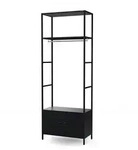 Jan Nowak Offenes, Schwarz, Metall, 80x220x40 cm, Arbeitszimmer, B&uuml;roregale,