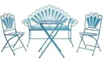 Beliani Bistro-Set, Blau, Metall, Balkonm&ouml;bel, Balkonm&ouml;bel-Set