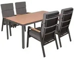 Gardenson Gartentischgruppe, Braun, Schwarz, Dunkelgrau, Metall, Kunststoff, Textil,