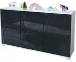 Vladon Sideboard, Schwarz Hochglanz, Holzwerkstoff, 138.5x75.5x35 cm,...