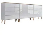 Mid.you Sideboard Mailand Set 8 + HF, Wei&szlig;, Eiche Artisan, Wei&szlig; Hochglanz,...
