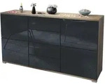 Vladon Sideboard, Schwarz Hochglanz, Holzwerkstoff, 138.5x75.5x35 cm,...