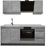 Vicco Singlek&uuml;che, Grau, Anthrazit, Holzwerkstoff, Rechteckig, 180x206.8x60 cm,