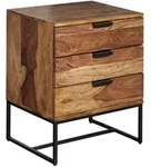 Kadima Design Nachttisch, Braun, Metall, Echtholz, 3 Schubladen,