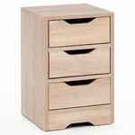 Kadima Design Nachttisch, Beige, Holzwerkstoff, 3 Schubladen, Rechteckig,Rechteckig,