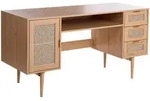 Beliani Schreibtisch, Hellbraun, Braun, Metall, 3 Schubladen, 140x75x60 cm,