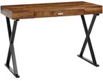 Kadima Design Schreibtisch, Braun, Metall, Echtholz, 1 Schubladen,