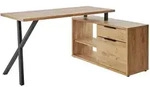 Mid.you Eckschreibtisch, Eiche, Schwarz, Metall, Holzwerkstoff, 1 Schublade(n)