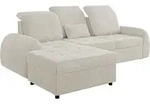 Mirjan24 Eckschlafsofa, Creme, Kunststoff, Ottomane links,L-Form, 255x176 cm,