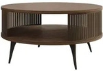 Mirjan24 Couchtisch, Braun, Nussbaum, Metall, Rund, 75x30x75 cm, Wohnzimmer,
