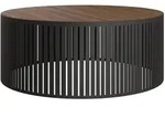 Mirjan24 Couchtisch, Schwarz, Nussbaum, Metall, Rund, 75x30x75 cm, Wohnzimmer,