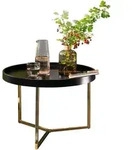 Kadima Design Couchtisch, Schwarz, Metall, Rund,Rund, Stativgestell, 58x42x58 cm,