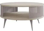 Mirjan24 Couchtisch, Kaschmir, Taupe, Metall, Rund, 75x30x75 cm, Wohnzimmer,
