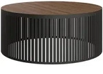Mirjan24 Couchtisch, Schwarz, Nussbaum, Metall, Rund, 59x30x59 cm, Wohnzimmer,