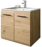 Inn.Furn Waschtisch, Eiche Artisan, Wei&szlig;, Keramik, Holzwerkstoff, Metall,