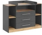 Vicco Wickelkommode, Anthrazit, Eiche, Holzwerkstoff, 2 F&auml;cher, 3 Schubladen,