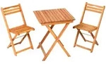 Gardenson Balkonset Porto, Natur, Holz, 3-teilig, Eukalyptusholz, massiv, eckig,