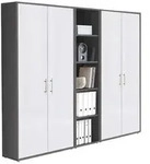 Mid.you Aktenschrank Office Edition, Anthrazit, Wei&szlig; Hochglanz, Holzwerkstoff,...