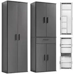 Mokebo Mehrzweckschrank, Schwarz, Holzwerkstoff, 7 F&auml;cher, 60x180x34 cm,