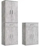 Mokebo Mehrzweckschrank, Grau, Holzwerkstoff, 4 F&auml;cher, 60x180x34 cm, Waschk&uuml;che,