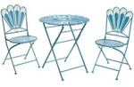 Beliani Bistro-Set, Blau, Metall, Balkonm&ouml;bel, Balkonm&ouml;bel-Set