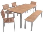 Deluke Garten-Sitzgruppe, Hellbraun, Holz, 6, 4-Sitzer, Gartenm&ouml;bel,