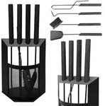 DanDiBo Kaminbesteck, Schwarz, Metall, 28x61x26 cm, Kleinm&ouml;bel, Kamine & Zubeh&ouml;r,