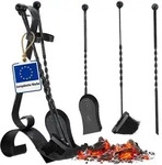 Relaxdays Kaminbesteck, Schwarz, Metall, 21x57x36 cm, Kleinm&ouml;bel, Kamine & Zubeh&ouml;r,