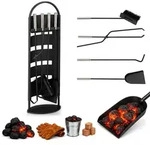 Relaxdays Kaminbesteck-Set, Schwarz, Metall, 23x66x15 cm, Freizeit, Campingzubeh&ouml;r,
