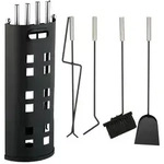 Relaxdays Kaminbesteck, Schwarz, Metall, 22x61x15 cm, Freizeit, Campingzubeh&ouml;r,