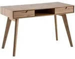 Kadima Design Schreibtisch, Beige, Eichenholz, 2 Schubladen, Rechteckig,Rechteckig,