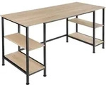 tectake Computer-Schreibtisch, Natur, Holz, Rechteckig, 55x75x137 cm, Arbeitszimmer,