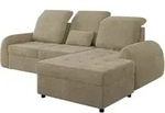 Mirjan24 Eckschlafsofa, Hellbraun, Kunststoff, Ottomane rechts,L-Form, 255x176 cm,