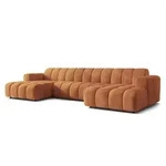 Masseno Wohnlandschaft, Orange, Holz, 5-Sitzer, U-Form, 398x85x165 cm, Wohnzimmer,